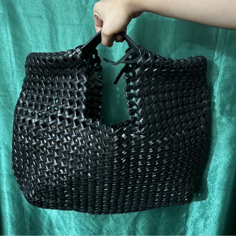 All Saints Liyu Woven Leather Tote Bag